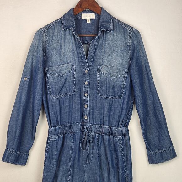 Cloth and Stone Tab Sleeve Utility Jumpsuit Women’s SZ XS 100% Tencel EUC - Picture 4 of 16